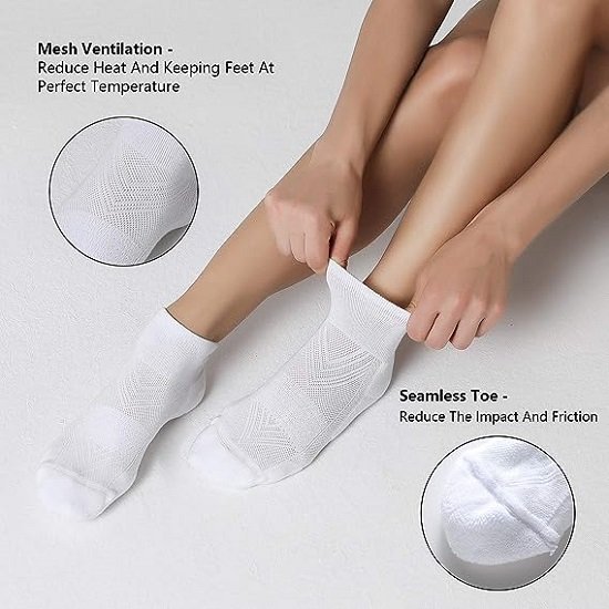 6 Pack Men's Ankle Socks with Cushion, Sport Athletic Running Socks
